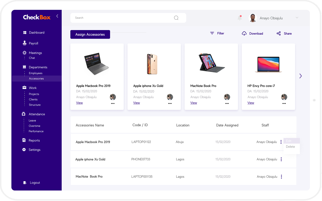 Accessories Management