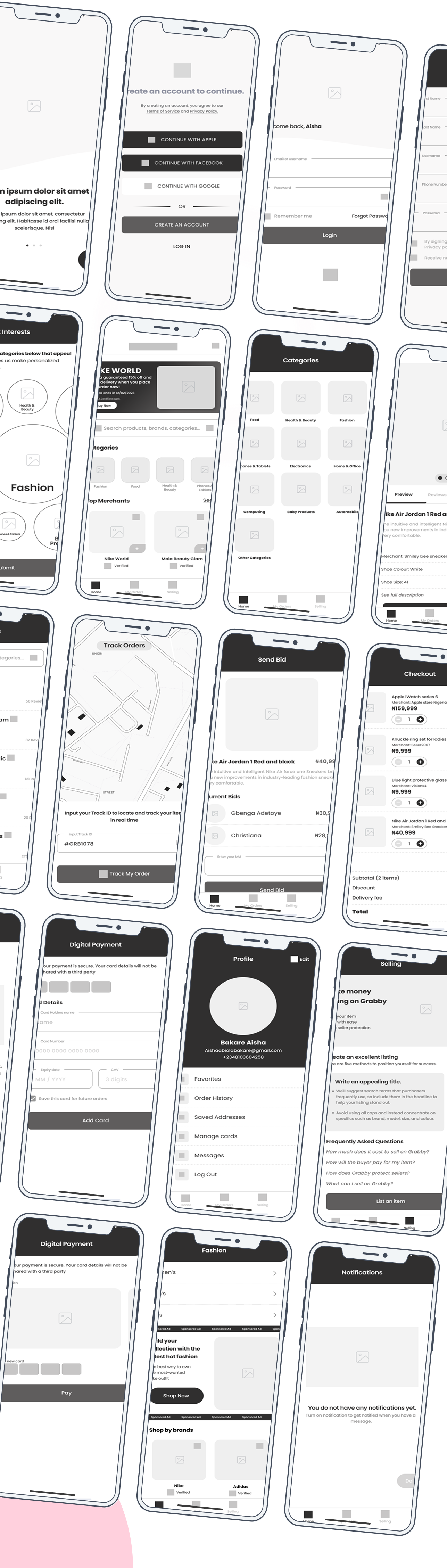 High Fidelity Wireframes